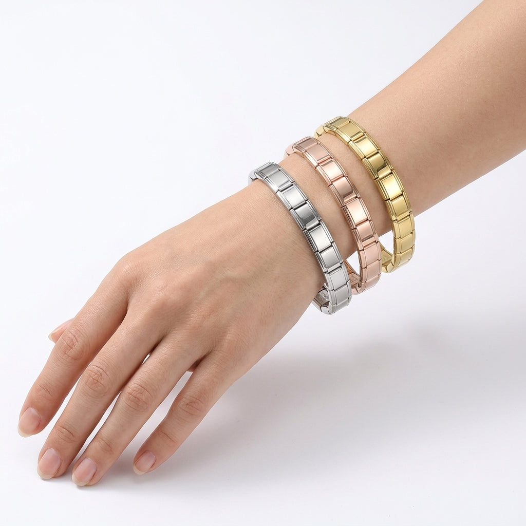 Italian Charm Bracelet | Stainless Steel | DIY Modular | 9mm | Women & Men
