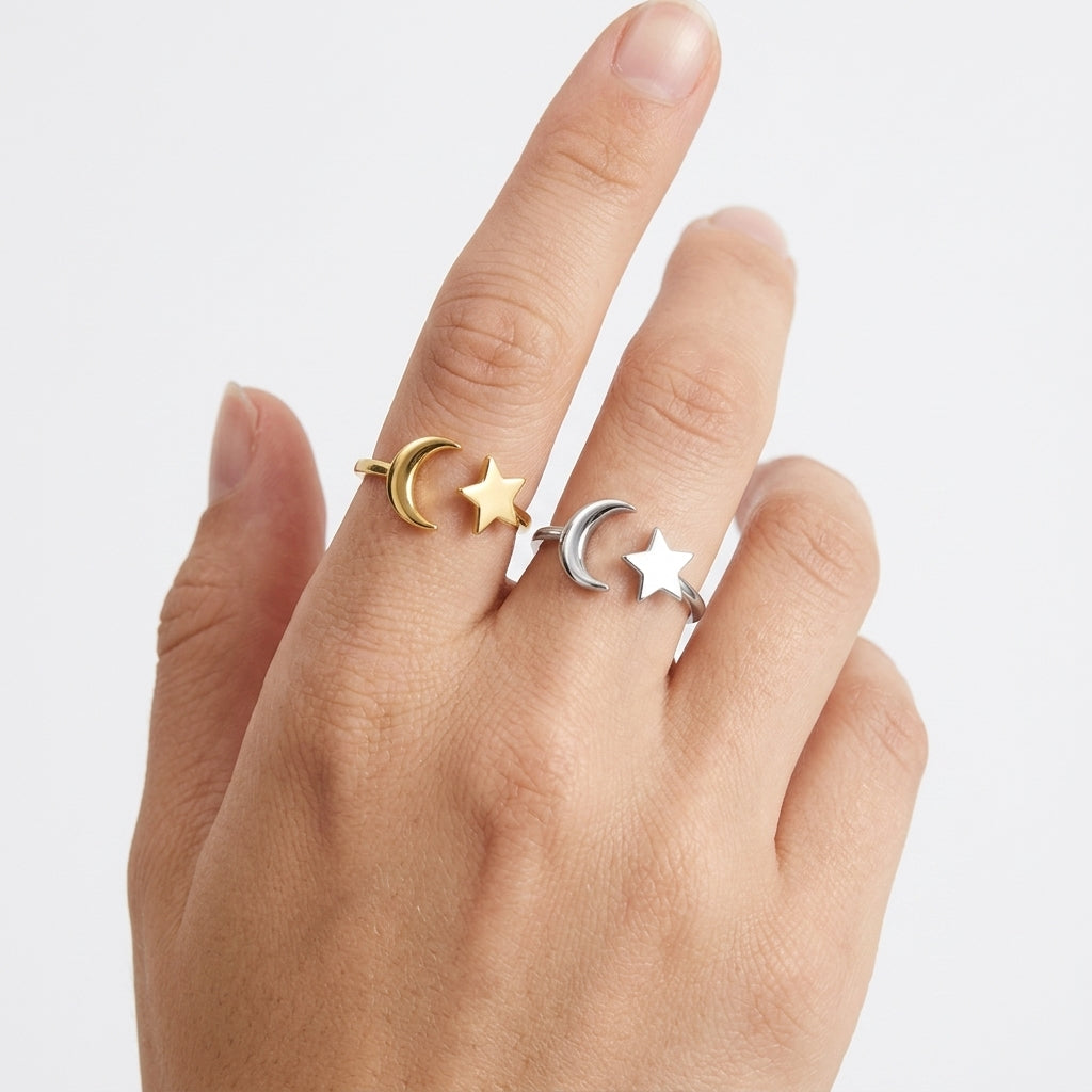 Fidget Spinner Ring | Stainless Steel | 18K Gold Plated | Zircon Detail | Women