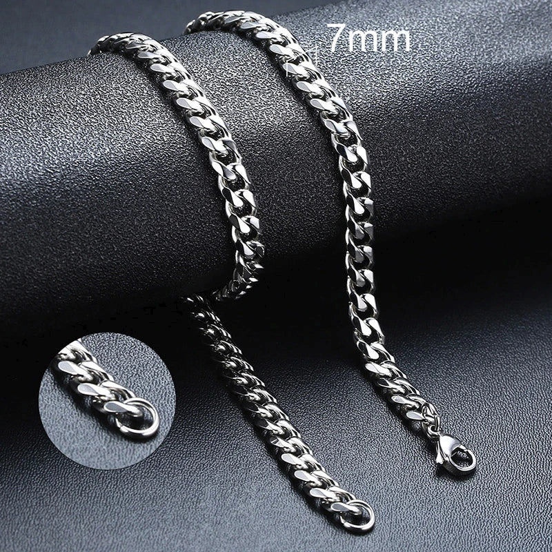 Cuban Link & Rope Chain Necklace | Stainless Steel | 2-7mm | Silver Gold Black | Men & Women