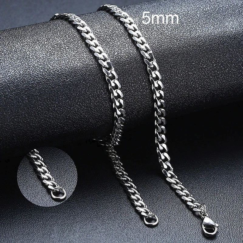 Cuban Link & Rope Chain Necklace | Stainless Steel | 2-7mm | Silver Gold Black | Men & Women