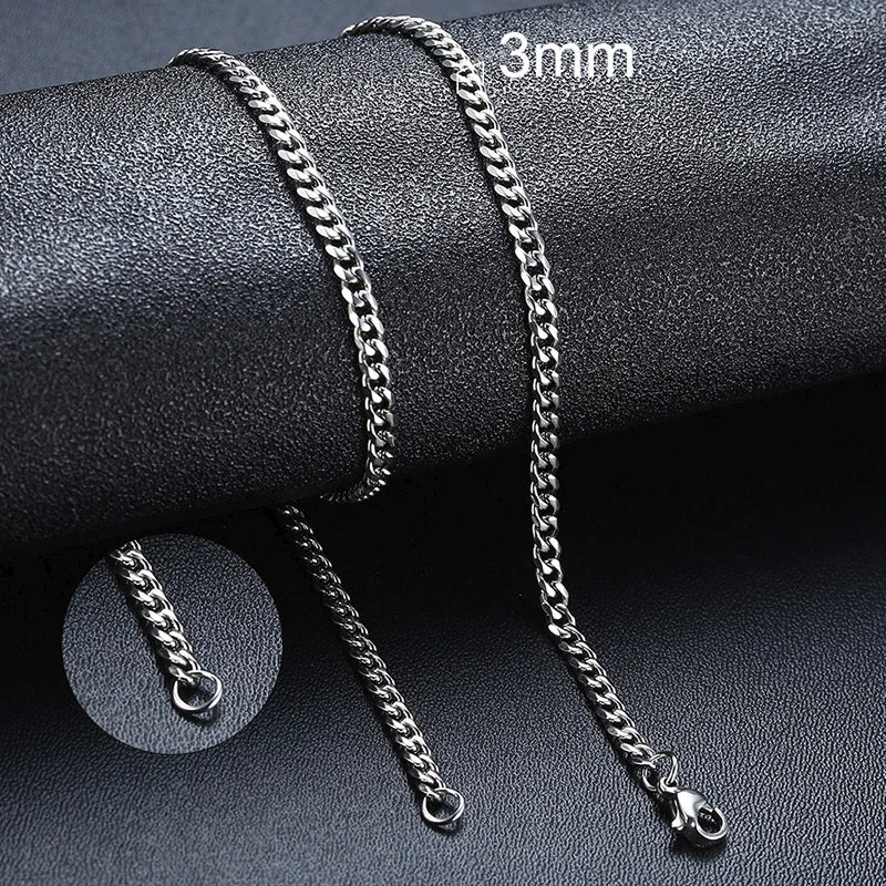 Cuban Link & Rope Chain Necklace | Stainless Steel | 2-7mm | Silver Gold Black | Men & Women