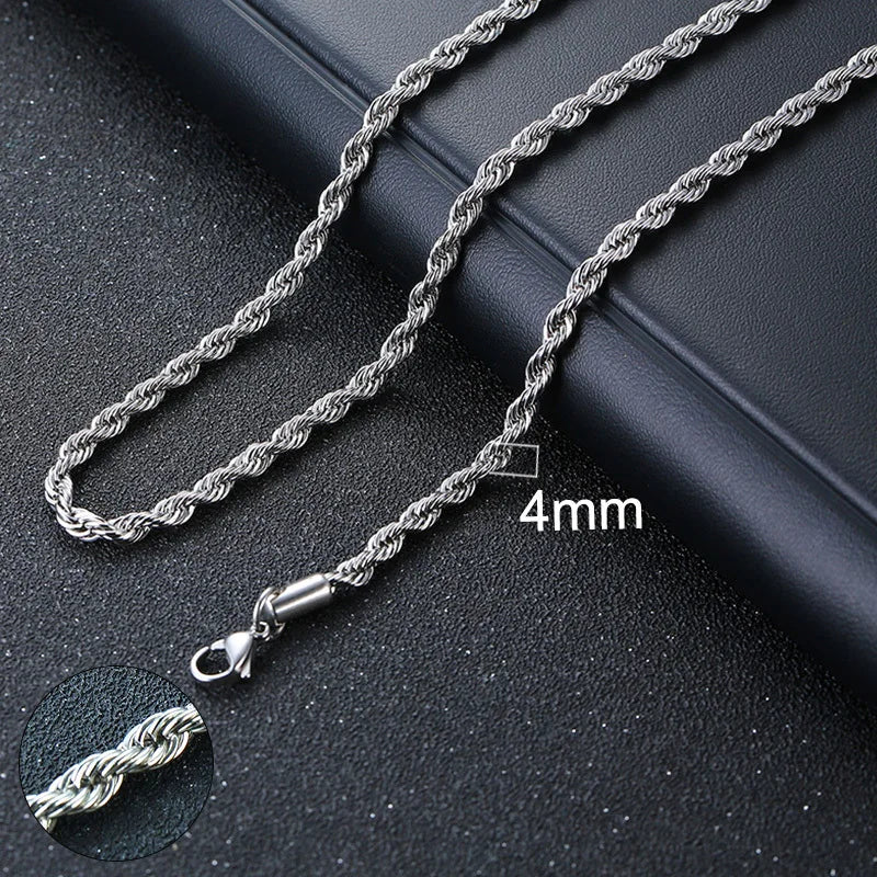 Cuban Link & Rope Chain Necklace | Stainless Steel | 2-7mm | Silver Gold Black | Men & Women