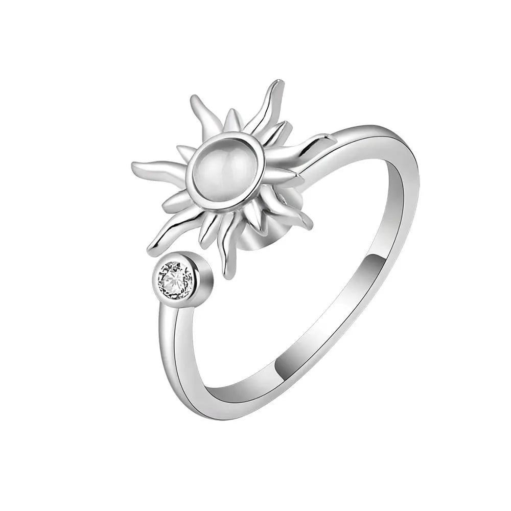 Fidget Spinner Ring | Stainless Steel | 18K Gold Plated | Zircon Detail | Women