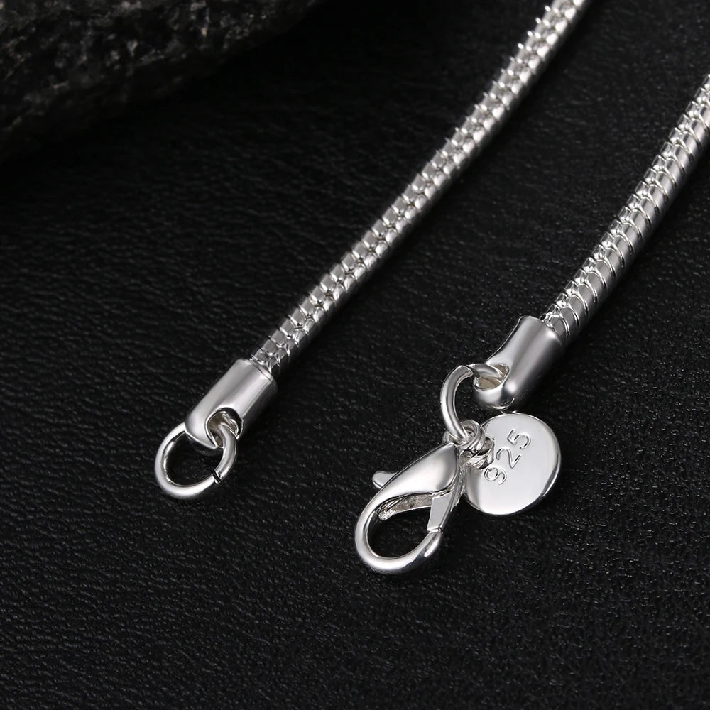 925 Sterling Silver Snake Chain Necklace | 1mm 2mm 3mm | 45-60cm | Men & Women | Pendant Chain
