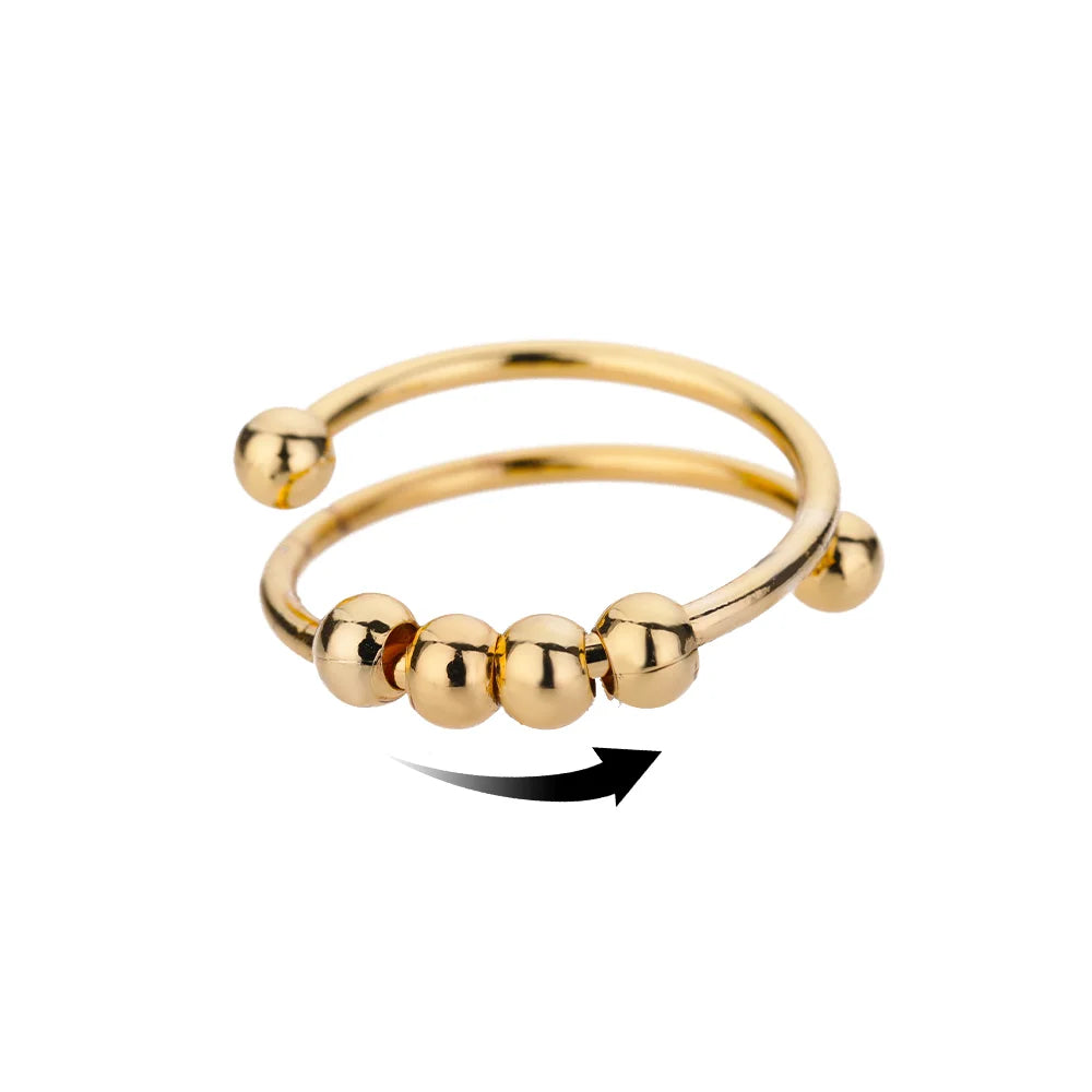 Fidget Spinner Ring | Stainless Steel | 18K Gold Plated | Zircon Detail | Women