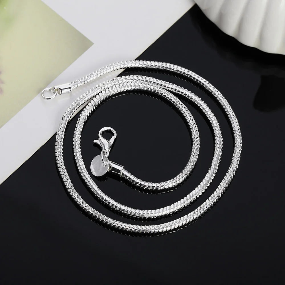 925 Sterling Silver Snake Chain Necklace | 1mm 2mm 3mm | 45-60cm | Men & Women | Pendant Chain