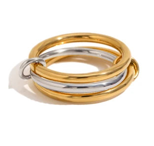 Two-Tone Copper Stackable Ring with Artificial Gemstone | Hypoallergenic | Women's Jewelry