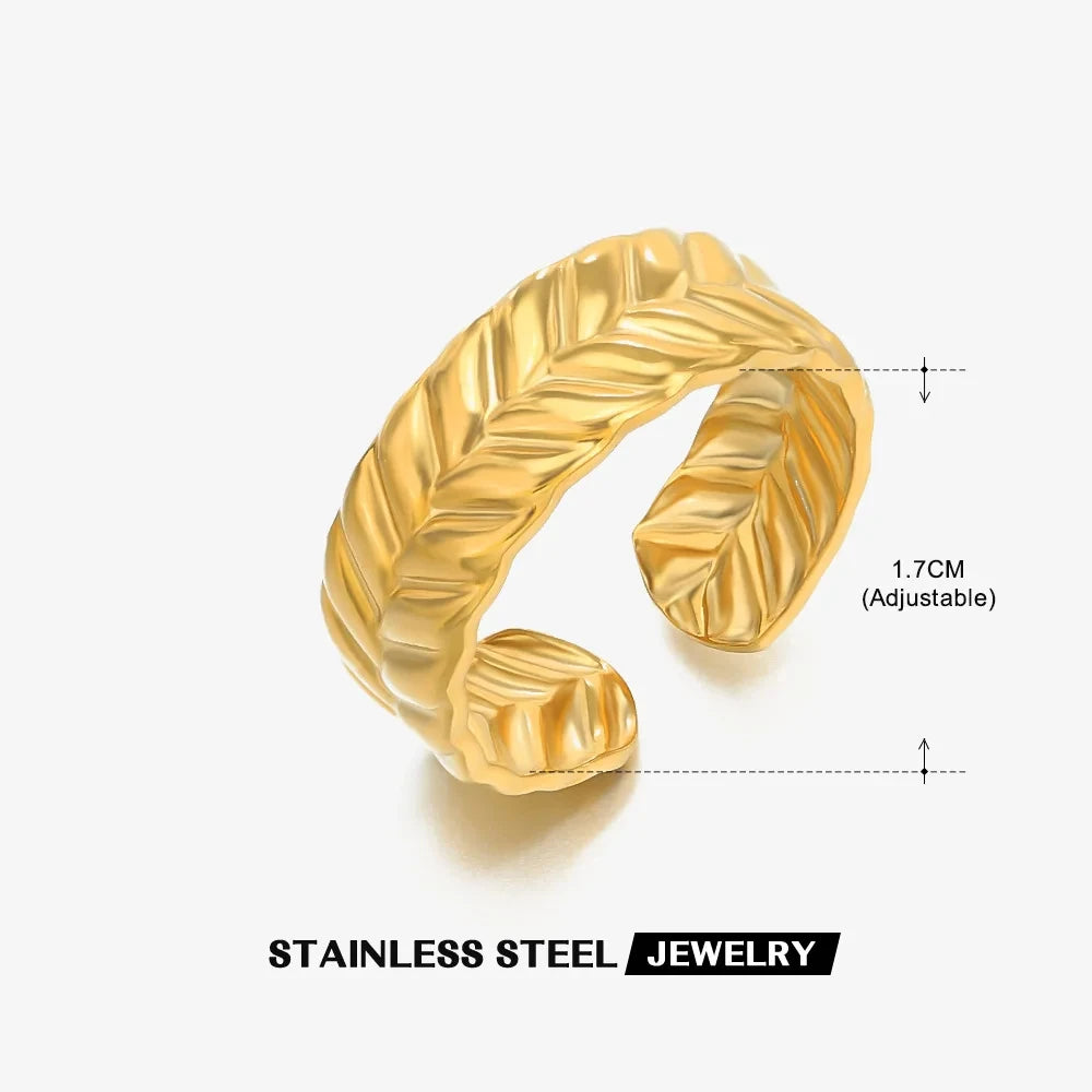 316L Stainless Steel Shell Star Ring | 18K Gold Plated | Adjustable | Women's Jewelry