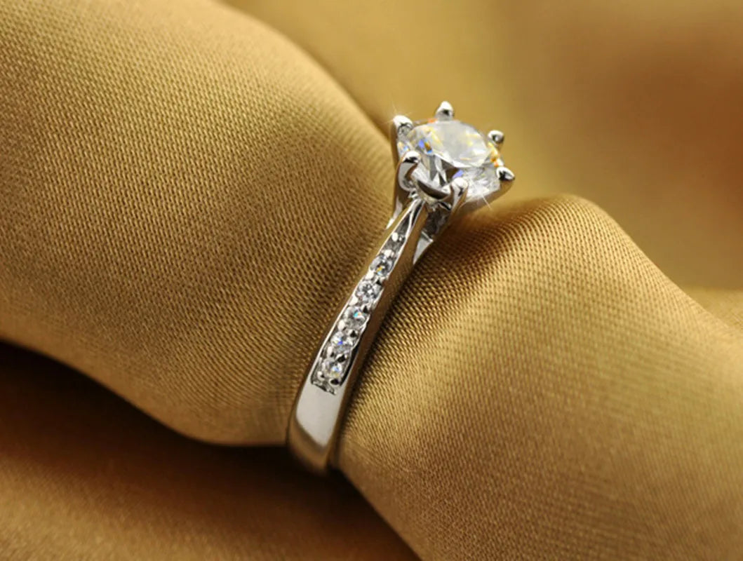 925 Sterling Silver Solitaire Ring | 7.0ct Zircon | Six-Prong Setting | Women's Luxury Ring