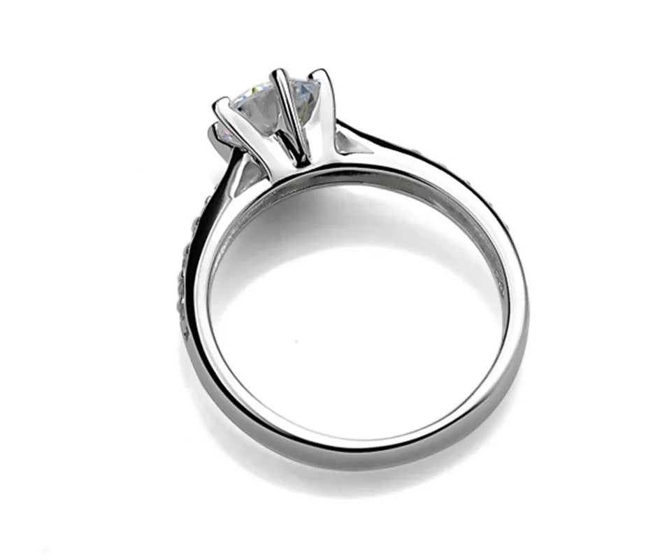 925 Sterling Silver Solitaire Ring | 7.0ct Zircon | Six-Prong Setting | Women's Luxury Ring