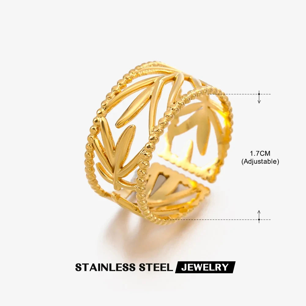 316L Stainless Steel Shell Star Ring | 18K Gold Plated | Adjustable | Women's Jewelry