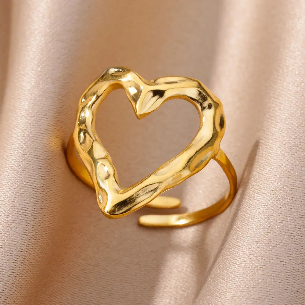316L Stainless Steel Shell Star Ring | 18K Gold Plated | Adjustable | Women's Jewellery