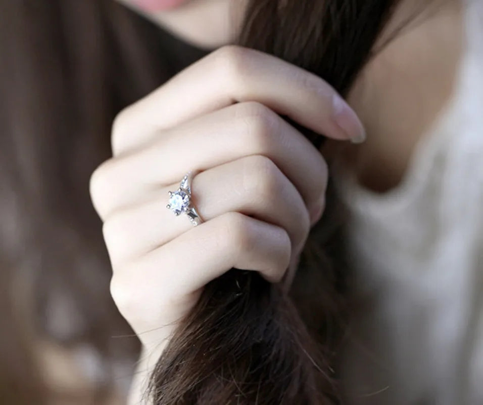 925 Sterling Silver Solitaire Ring | 7.0ct Zircon | Six-Prong Setting | Women's Luxury Ring