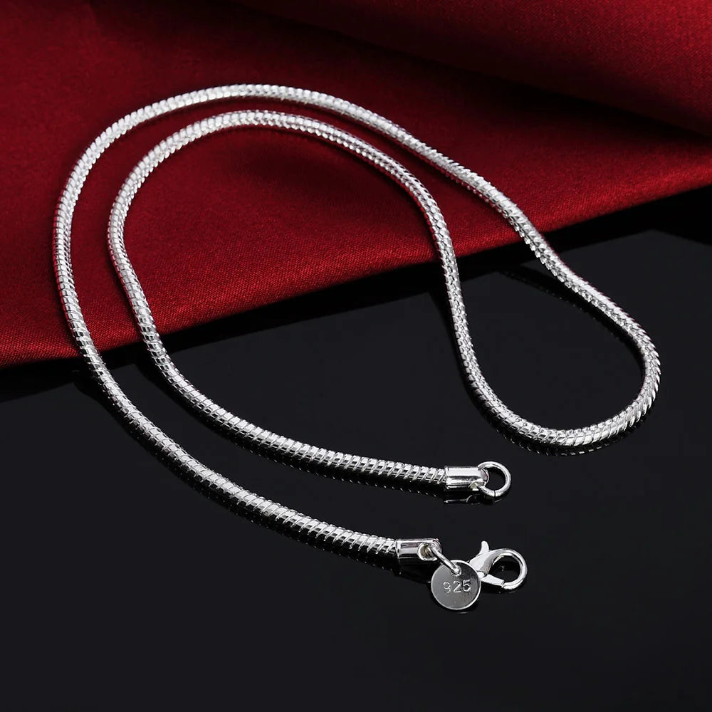 925 Sterling Silver Snake Chain Necklace | 1mm 2mm 3mm | 45-60cm | Men & Women | Pendant Chain