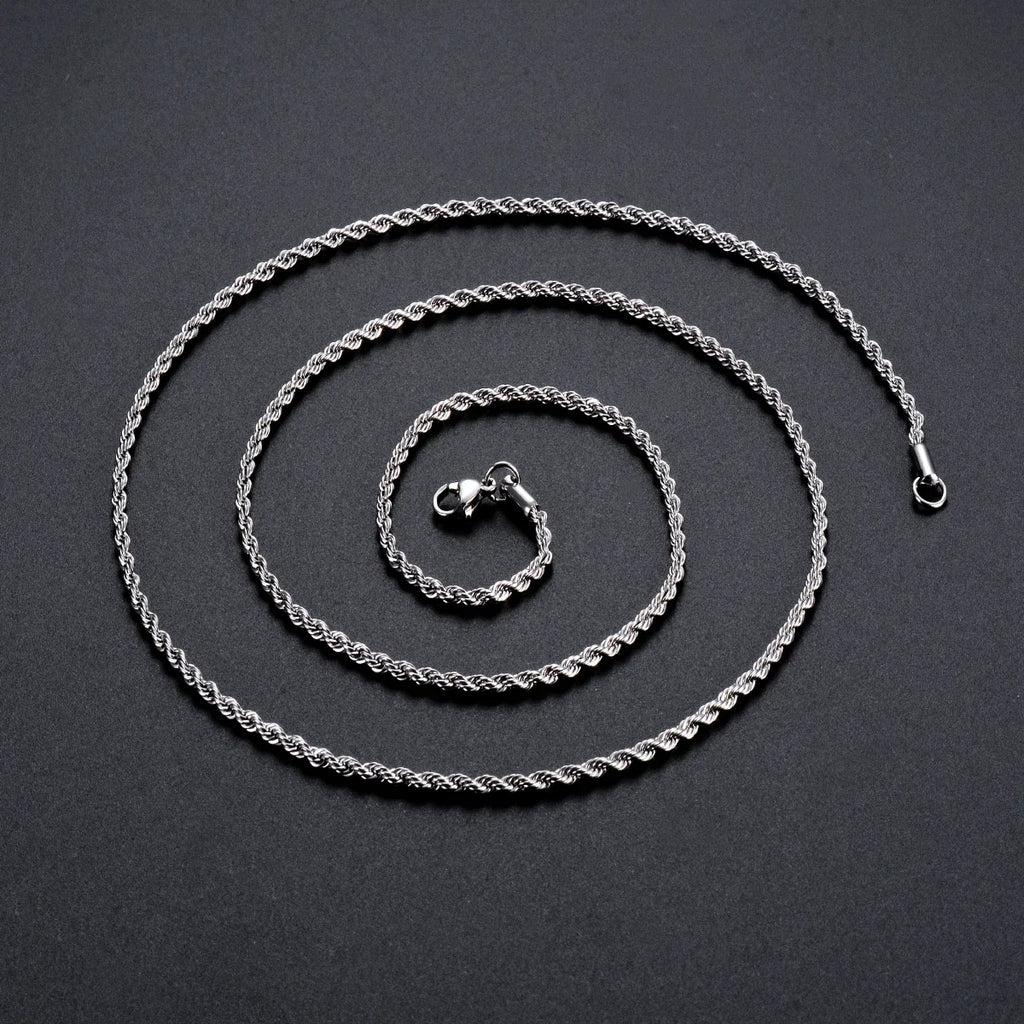 925 Sterling Silver Rope Chain Necklace & Bracelet | 2mm 3mm 4mm | Men & Women