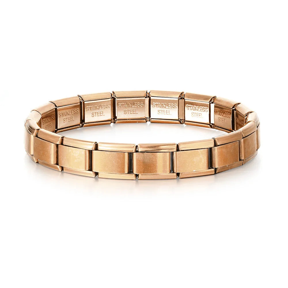 Italian Square Link Stretch Bracelet | Stainless Steel | HipHop Style | Men & Women