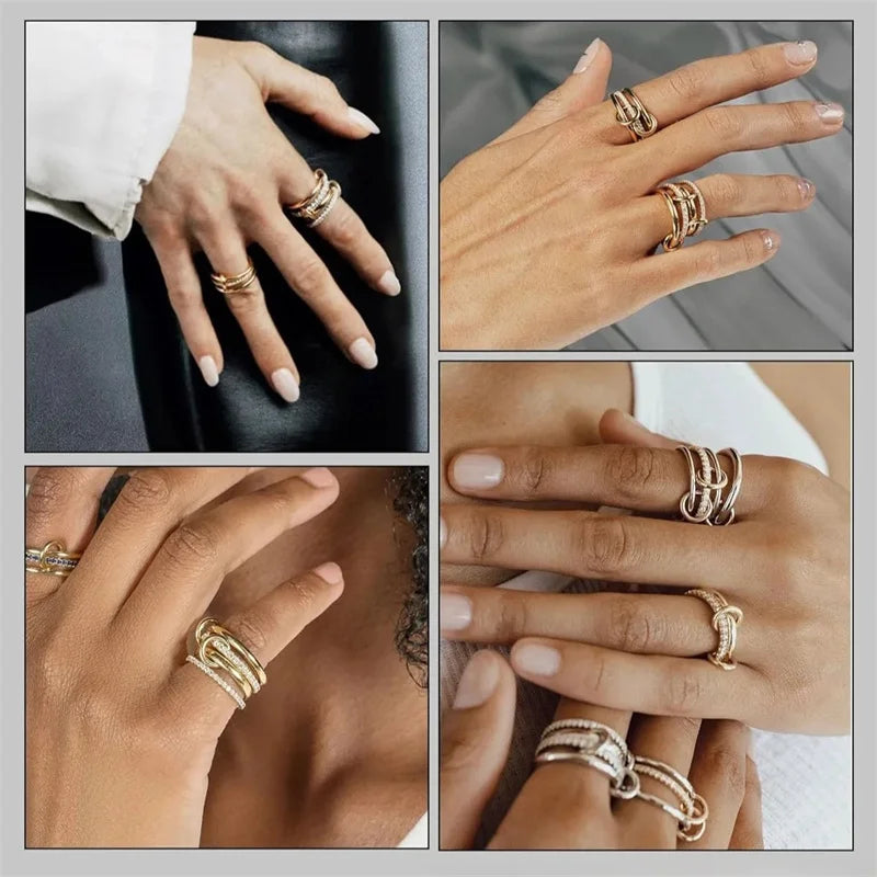 Two-Tone Copper Stackable Ring with Artificial Gemstone | Hypoallergenic | Women's Jewelry