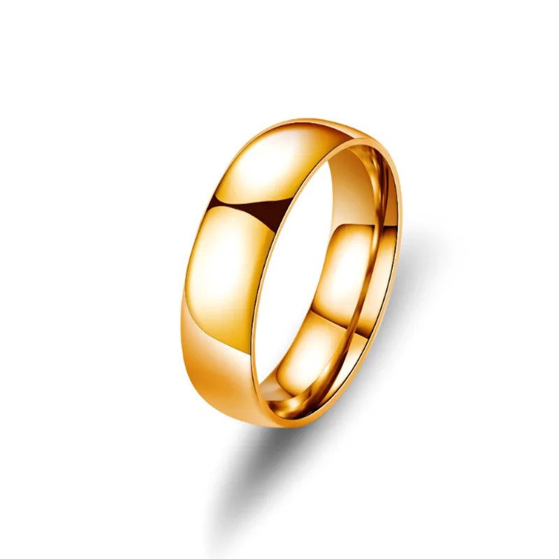 6mm Titanium Stainless Steel Ring | Hypoallergenic | Wedding Band | Silver Gold Rose Gold Black | Men & Women