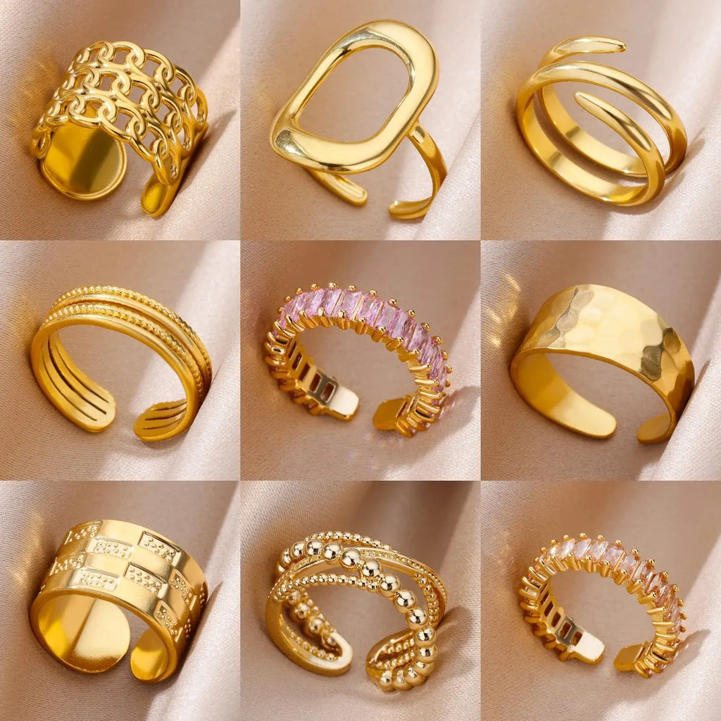 316L Stainless Steel Cocktail Ring | Gold Color | Never Fading | Luxury Classic | Women & Couples