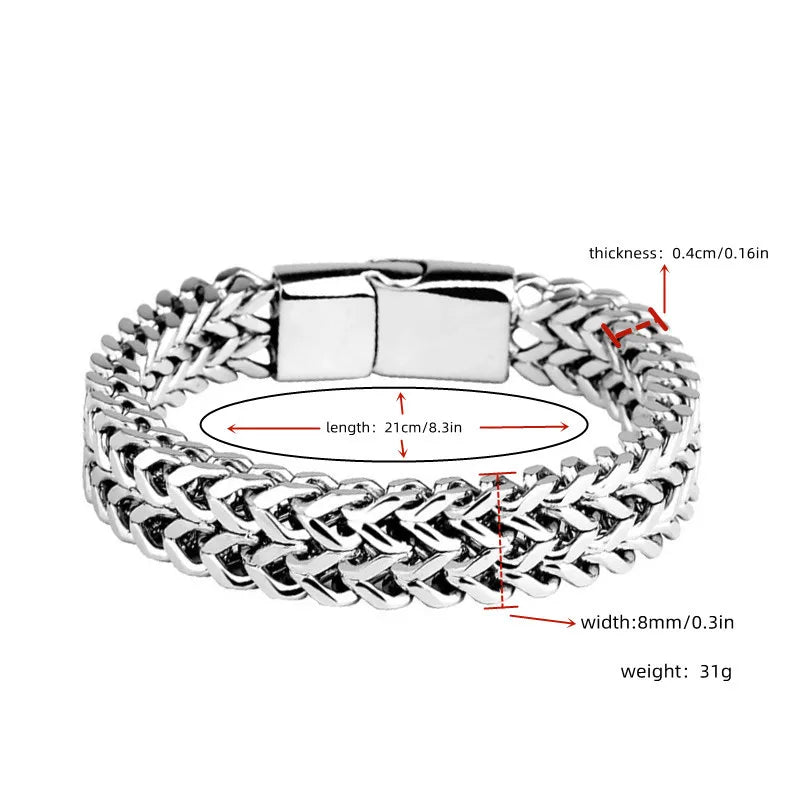 Roestvrij staal gevlochten dubbele rij voor en achter visschaal legering magnetische gesp armband met kiel sieraden nieuw model