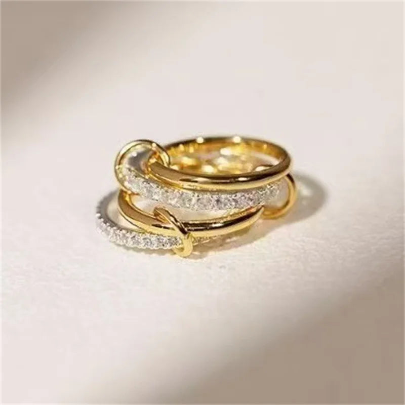 Two-Tone Copper Stackable Ring with Artificial Gemstone | Hypoallergenic | Women's Jewelry