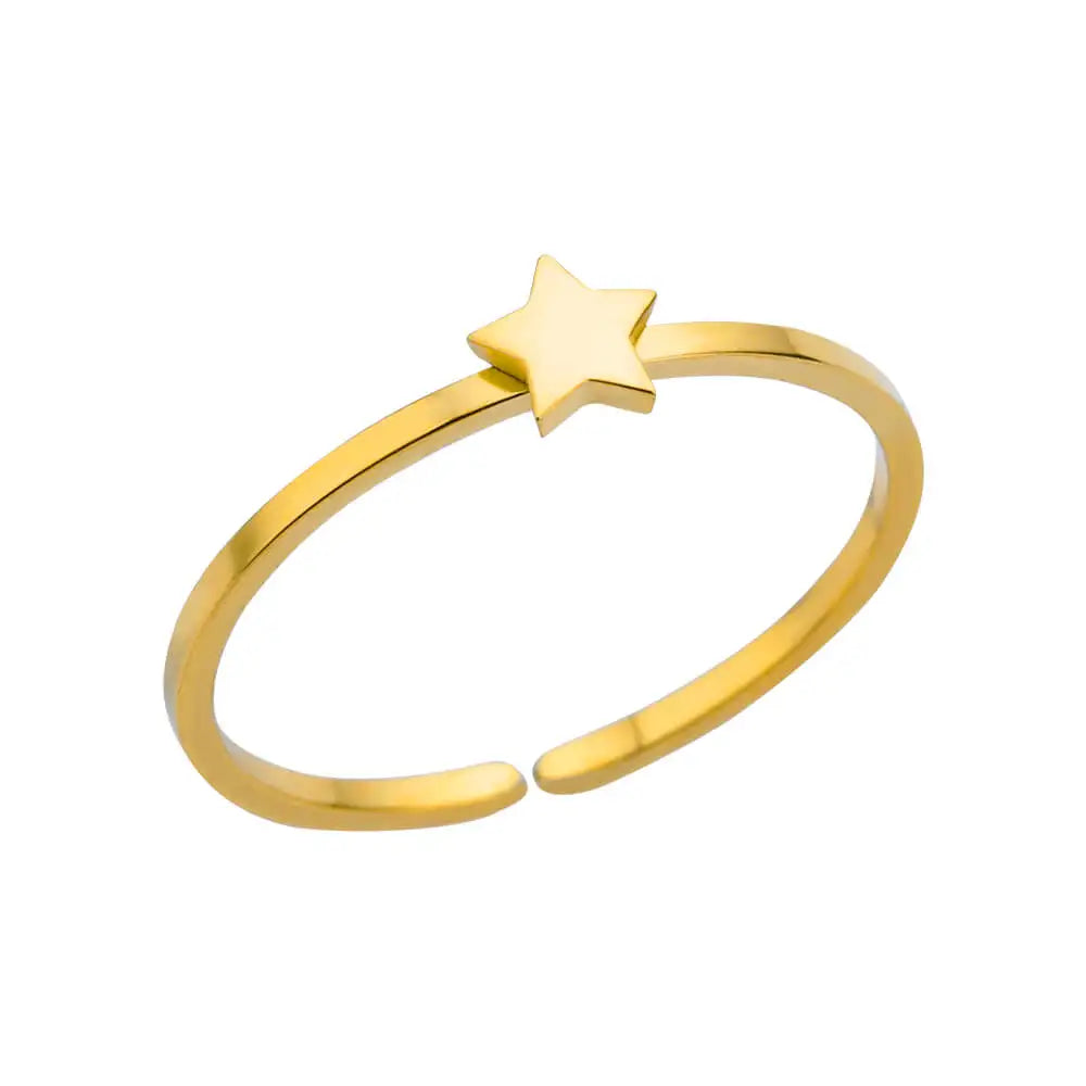 316L Stainless Steel Shell Star Ring | 18K Gold Plated | Adjustable | Women's Jewellery