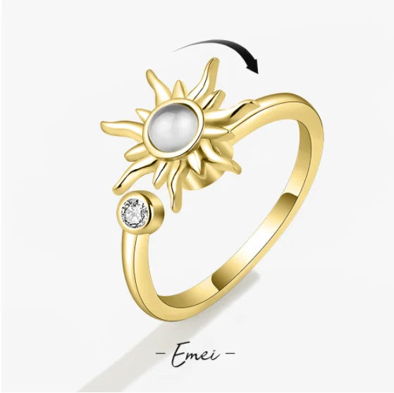 Fidget Spinner Ring | Stainless Steel | 18K Gold Plated | Zircon Detail | Women
