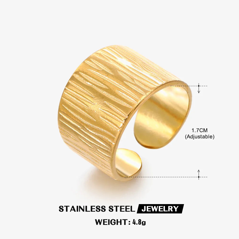 316L Stainless Steel Shell Star Ring | 18K Gold Plated | Adjustable | Women's Jewelry