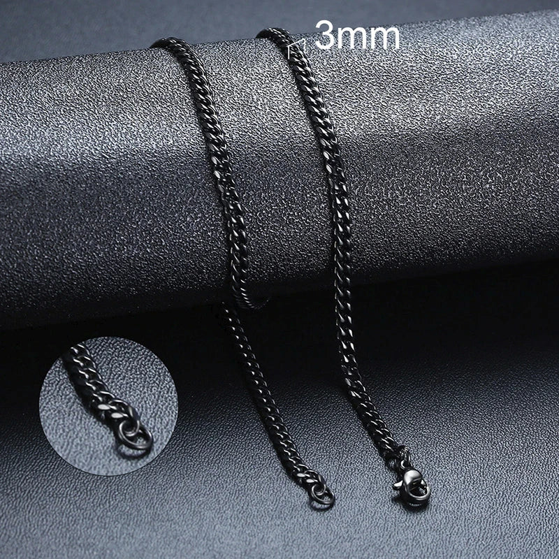 Cuban Link & Rope Chain Necklace | Stainless Steel | 2-7mm | Silver Gold Black | Men & Women