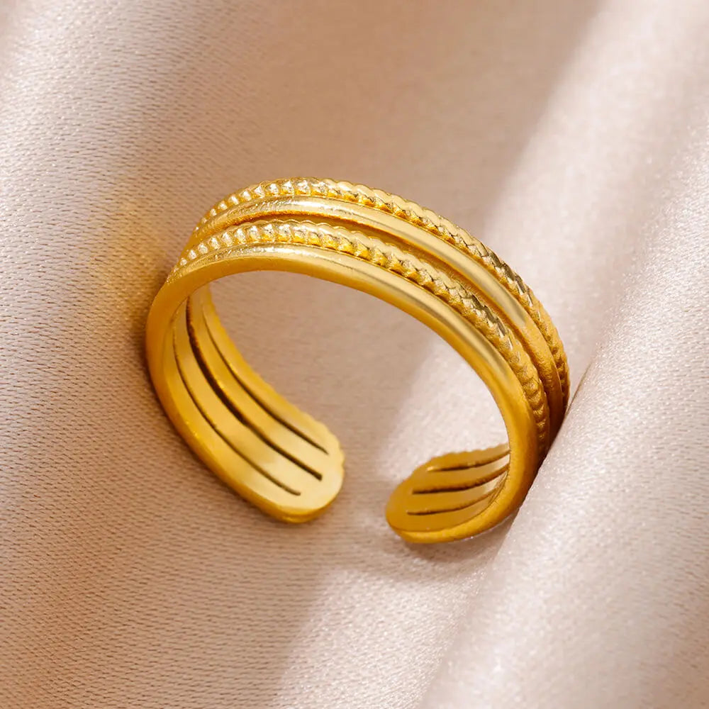 Stainless Steel Cocktail Ring | 316L Gold-Tone | Fade-Resistant Luxury | Women & Couples