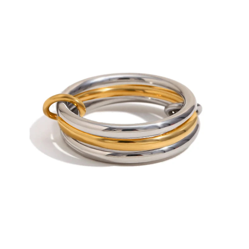 Two-Tone Copper Stackable Ring | Artificial Gemstone | Hypoallergenic | Women
