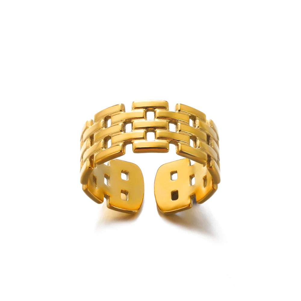 316L Stainless Steel Cocktail Ring | Gold Color | Never Fading | Luxury Classic | Women & Couples