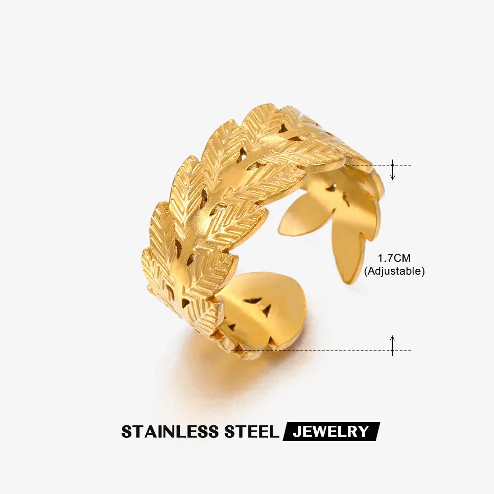 316L Stainless Steel Shell Star Ring | 18K Gold Plated | Adjustable | Women's Jewelry