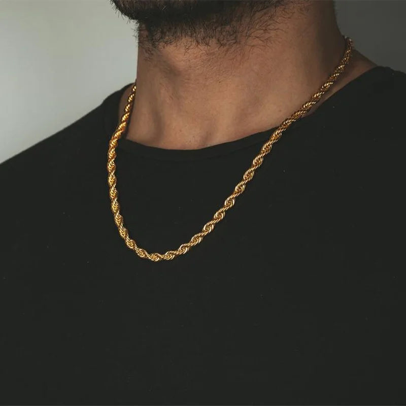 Cuban Link & Rope Chain Necklace | Stainless Steel | 2-7mm | Silver Gold Black | Men & Women