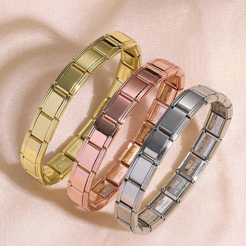 Italian Charm Bracelet | Stainless Steel | DIY Modular | 9mm | Women & Men