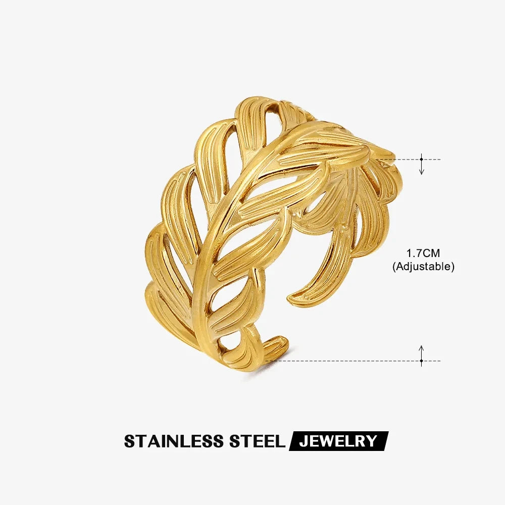 316L Stainless Steel Shell Star Ring | 18K Gold Plated | Adjustable | Women's Jewelry