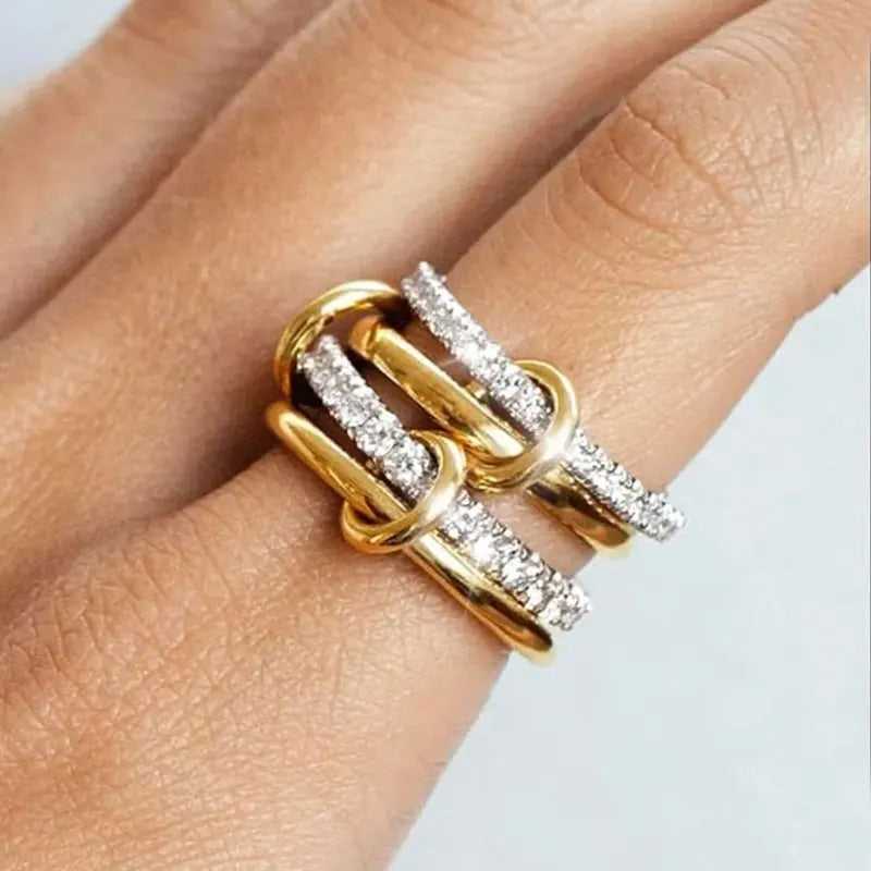 Two-Tone Copper Stackable Ring | Artificial Gemstone | Hypoallergenic | Women