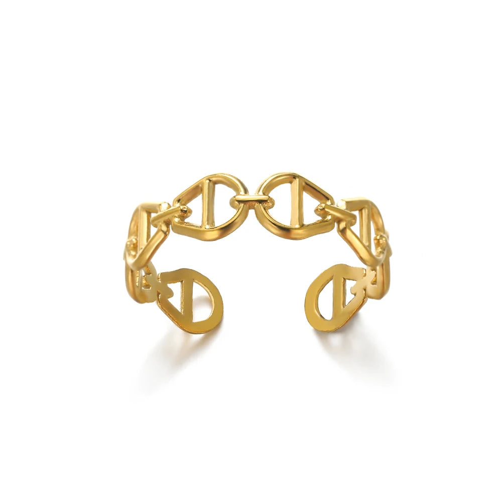 316L Stainless Steel Cocktail Ring | Gold Color | Never Fading | Luxury Classic | Women & Couples