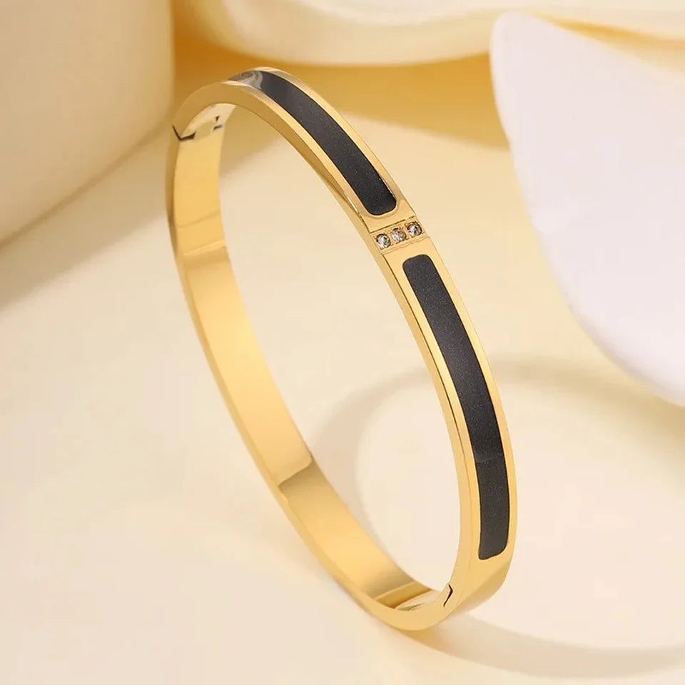 Stackable Zirconia Bracelet Set | Stainless Steel | 5 Piece | Gold Silver Pink Black