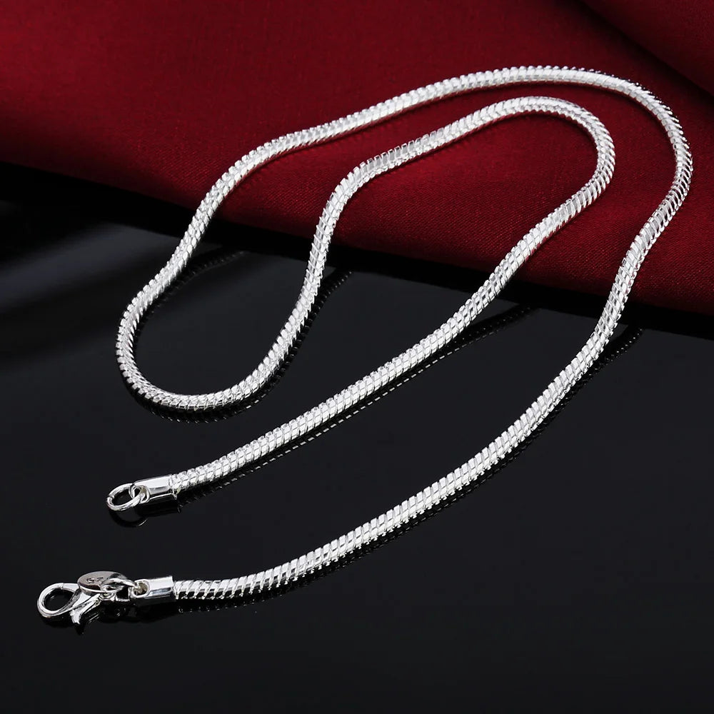 925 Sterling Silver Snake Chain Necklace | 1mm 2mm 3mm | 45-60cm | Men & Women | Pendant Chain