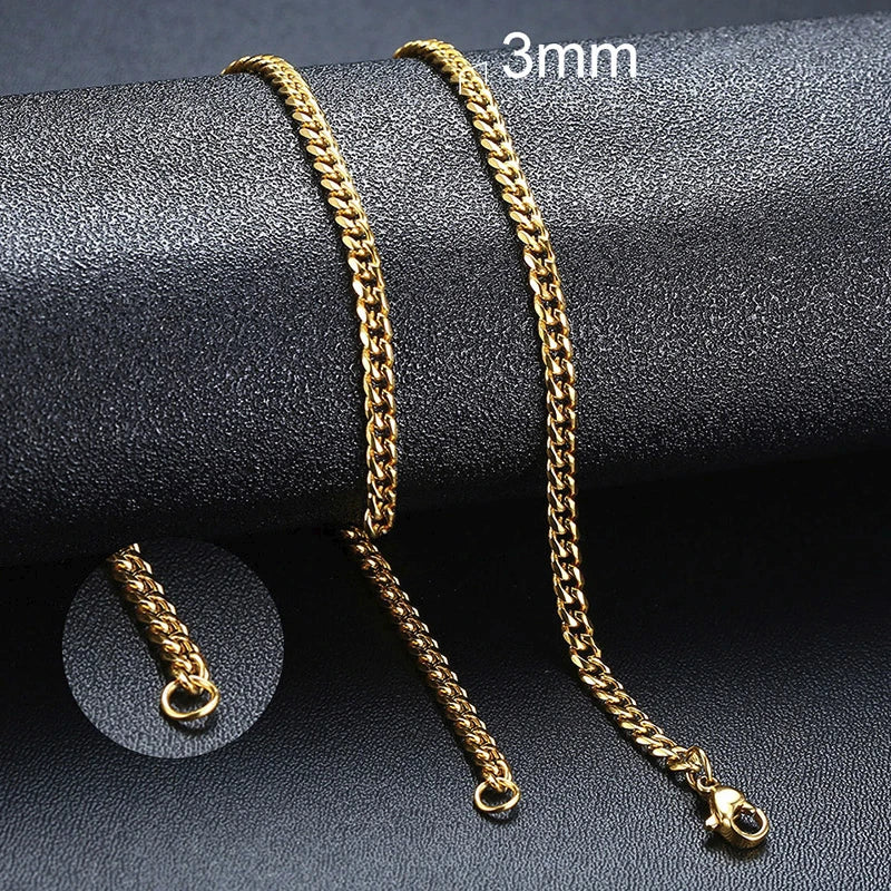 Cuban Link & Rope Chain Necklace | Stainless Steel | 2-7mm | Silver Gold Black | Men & Women