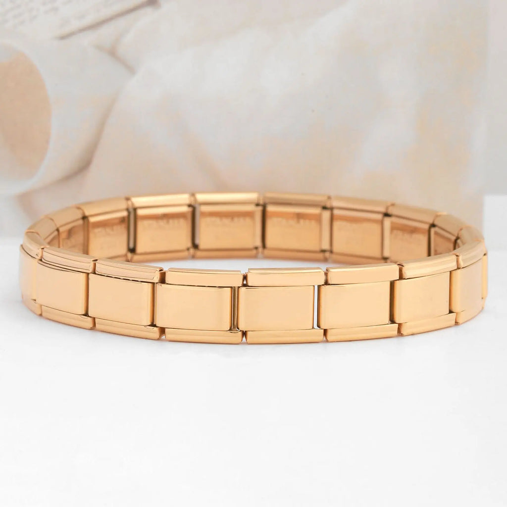 Square Italian Stainless Steel Stretch Bracelet | HipHop Style | Silver Gold Rose Gold Blue Black | Men & Women