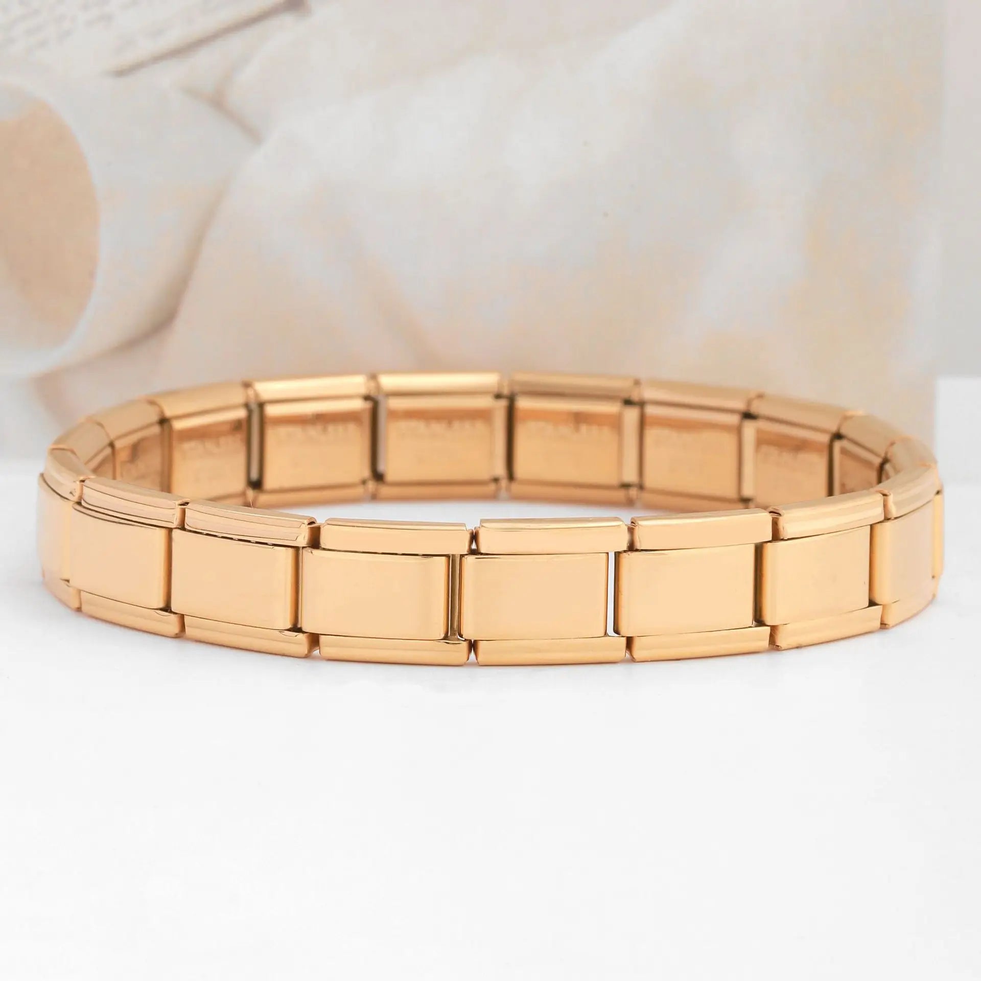 Square Italian Stainless Steel Stretch Bracelet | HipHop Style | Silver Gold Rose Gold Blue Black | Men & Women