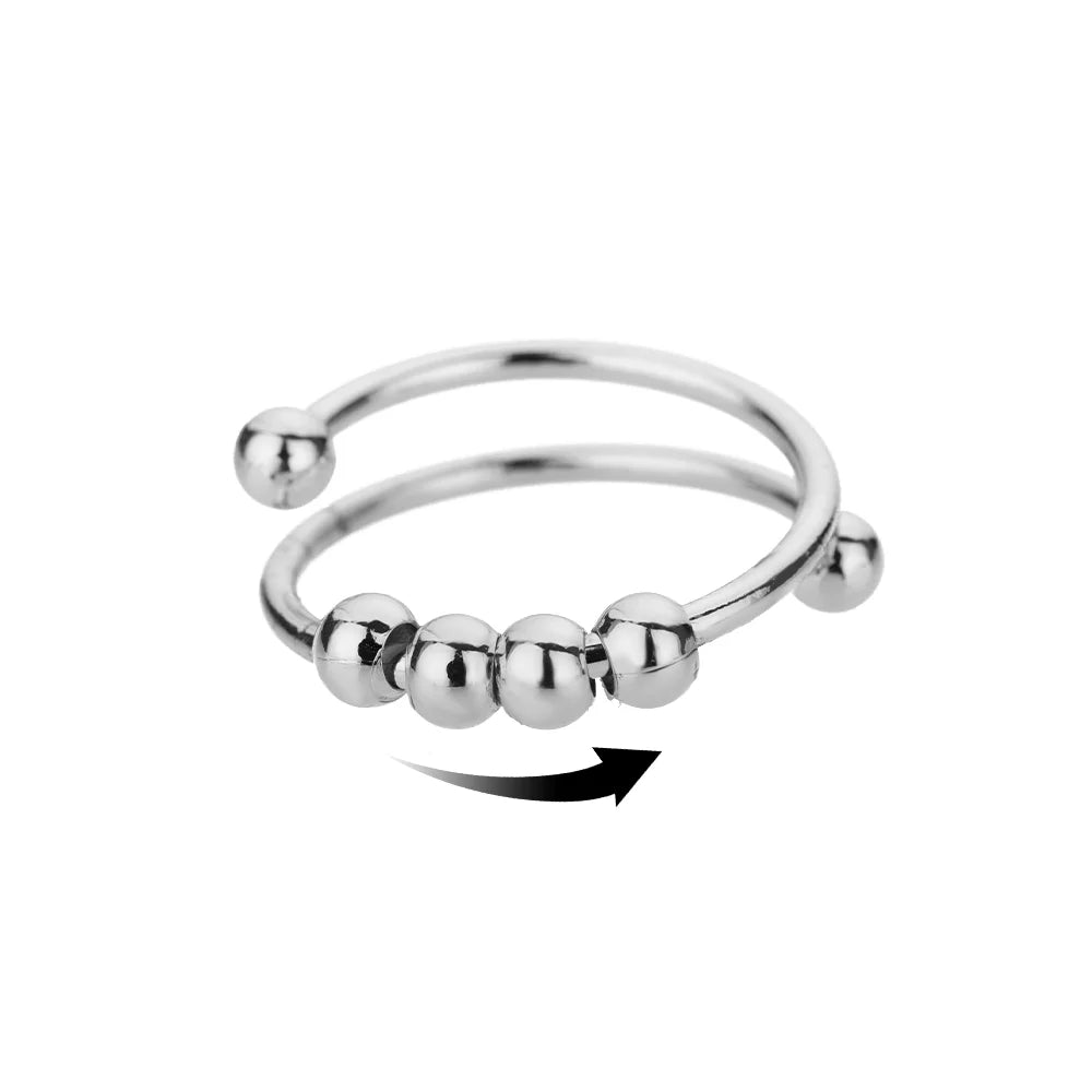 Anti-Anxiety Fidget Spinner Ring | Stainless Steel | 18K Gold Plated | Zircon | Women