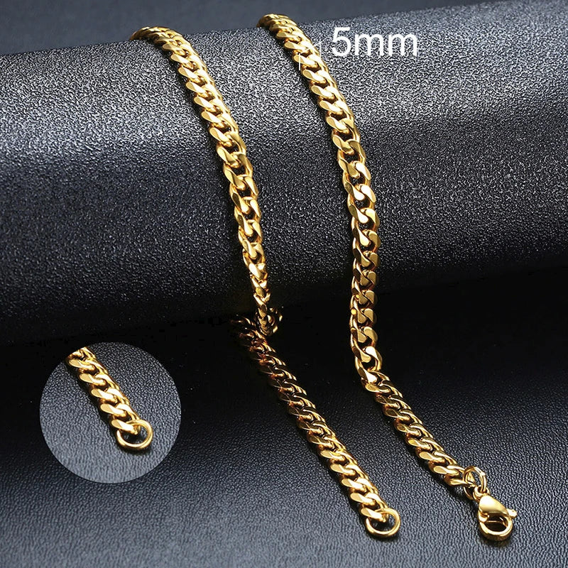 Cuban Link & Rope Chain Necklace | Stainless Steel | 2-7mm | Silver Gold Black | Men & Women