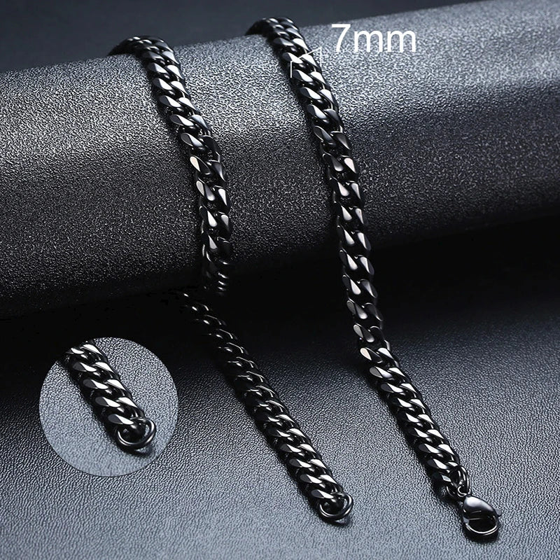 Cuban Link & Rope Chain Necklace | Stainless Steel | 2-7mm | Silver Gold Black | Men & Women