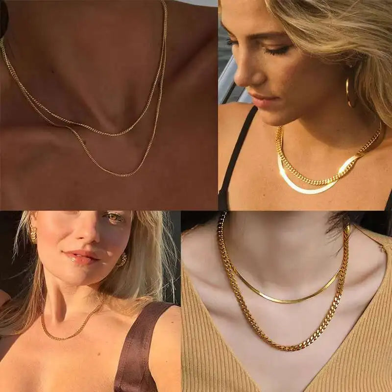 Cuban Link & Rope Chain Necklace | Stainless Steel | 2-7mm | Silver Gold Black | Men & Women