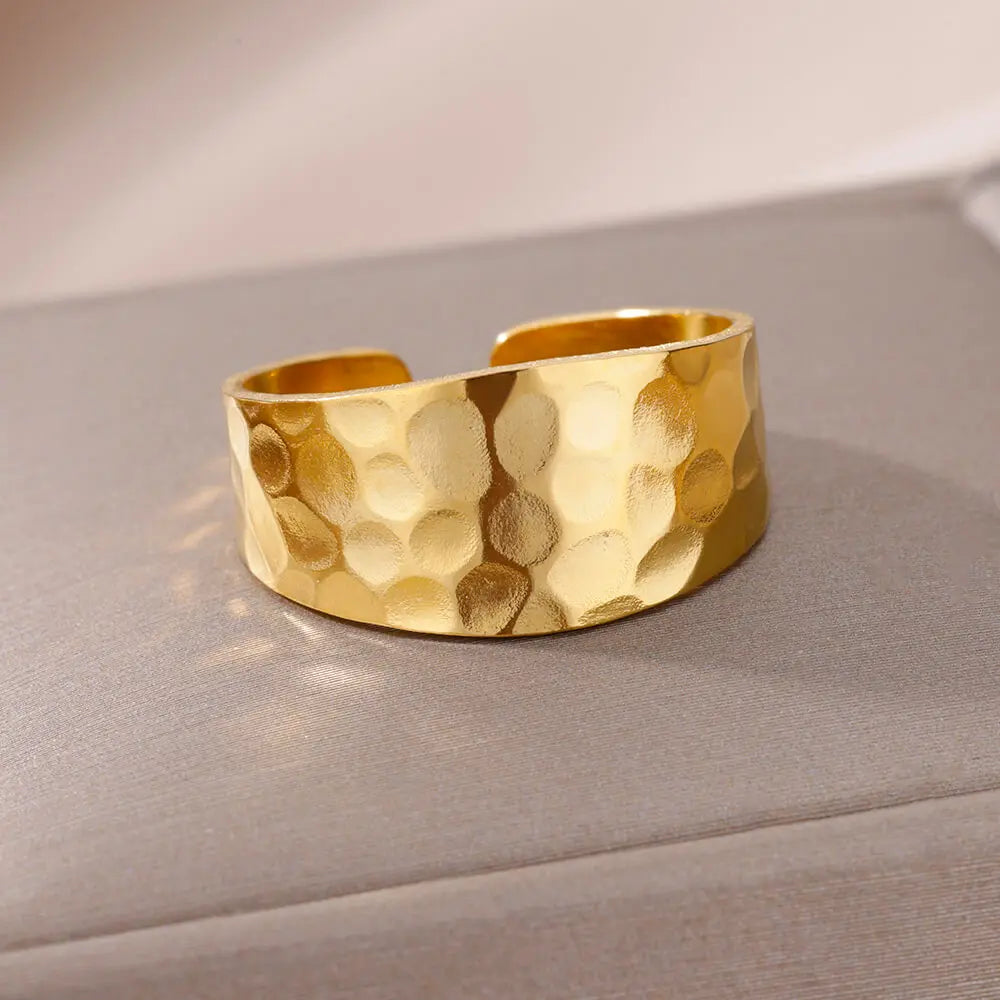Stainless Steel Cocktail Ring | 316L Gold-Tone | Fade-Resistant Luxury | Women & Couples