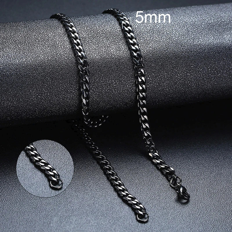 Cuban Link & Rope Chain Necklace | Stainless Steel | 2-7mm | Silver Gold Black | Men & Women