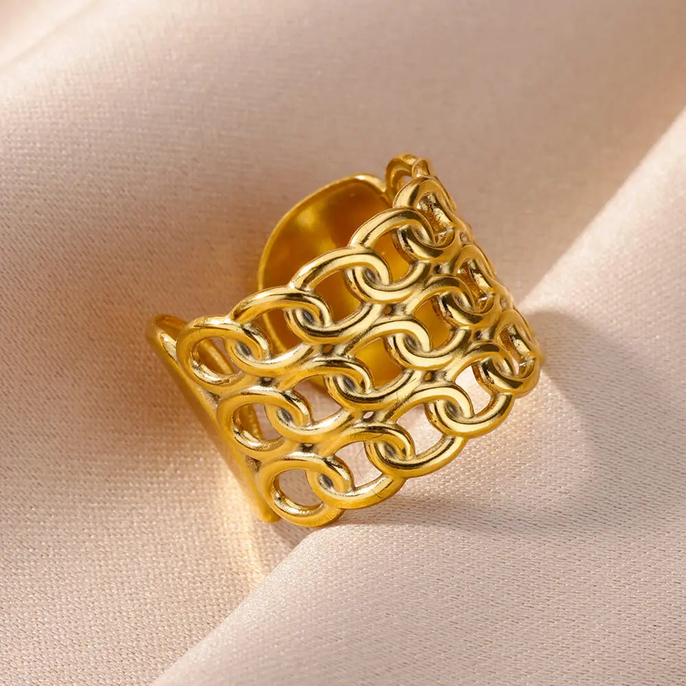 316L Stainless Steel Cocktail Ring | Gold Color | Never Fading | Luxury Classic | Women & Couples
